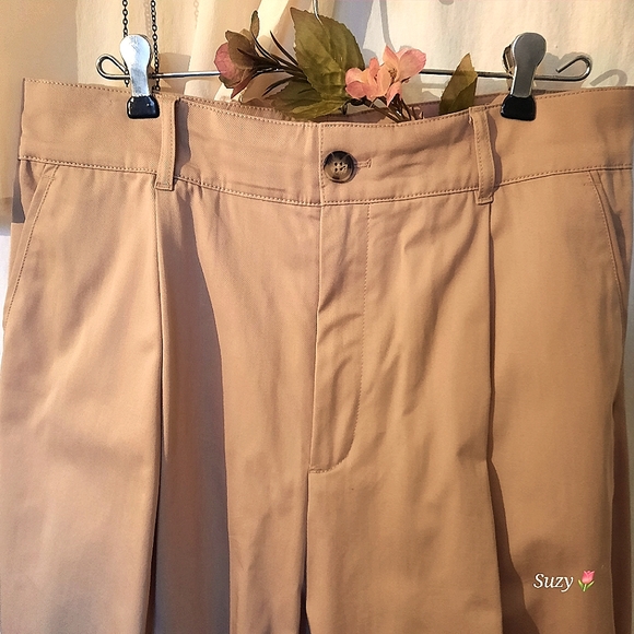 CLUB MONACO Cuffed Ankle Crop High Rise Beige Wide Legs - Picture 5 of 12